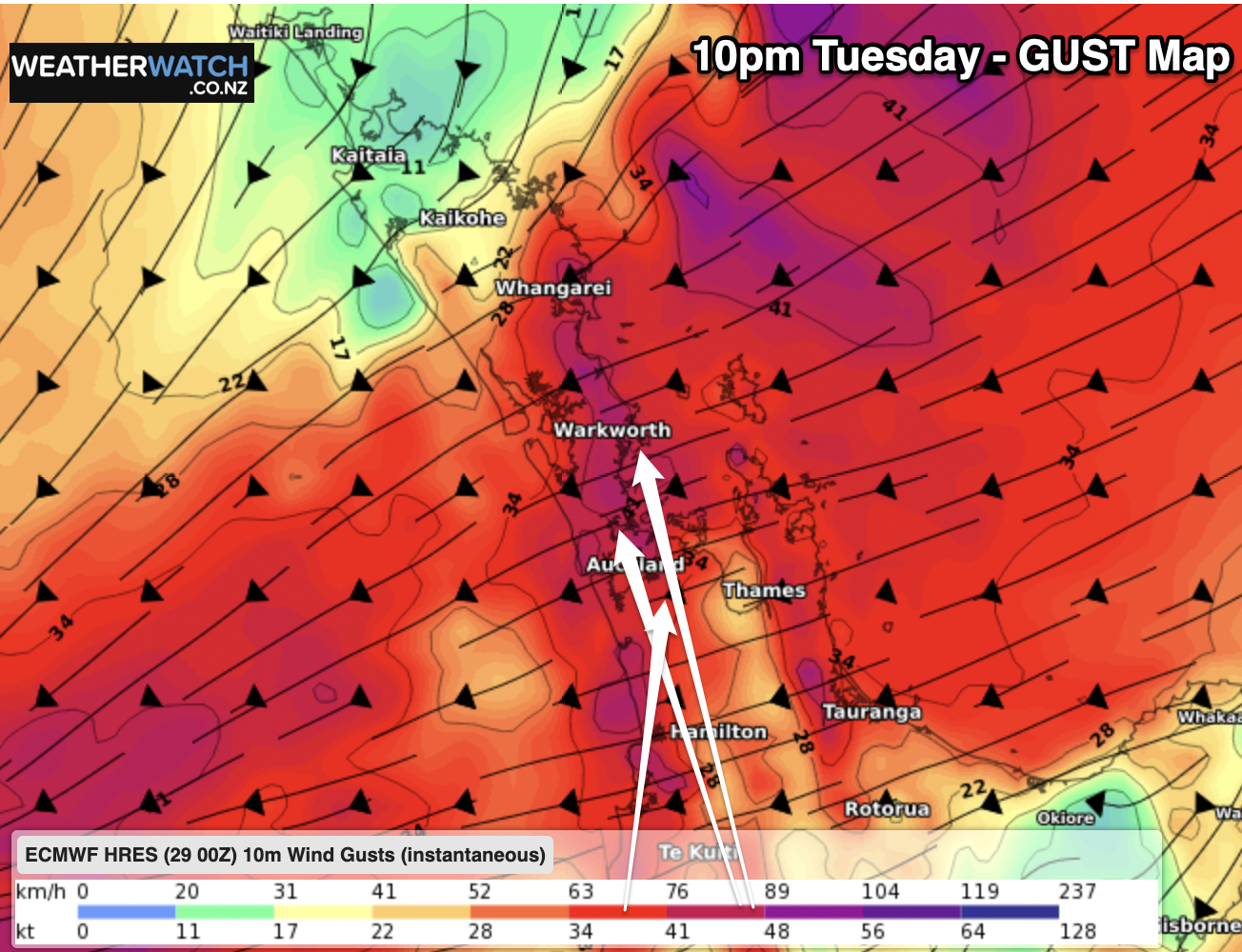 7 Rain & Wind Maps as more severe weather on the way for Auckland